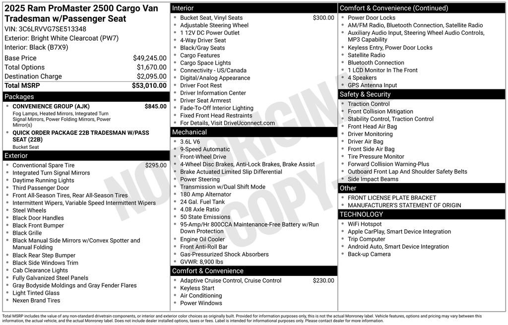 Used 2025 RAM ProMaster 2500 w/ Convenience Group FWD image 5
