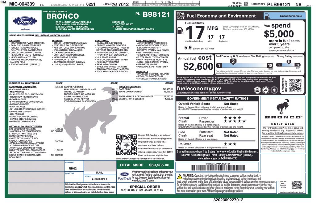Certified 2023 Ford Bronco Badlands AWD/4WD image 5