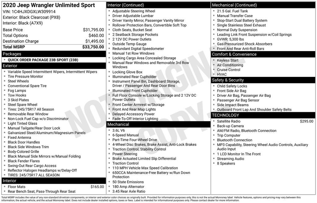 Used 2020 Jeep Wrangler Unlimited Sport AWD/4WD image 5