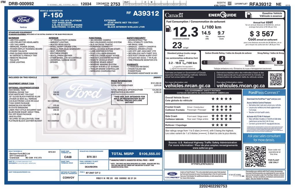 Certified 2024 Ford F150 Platinum w/ FX4 Off-Road Package AWD/4WD image 22