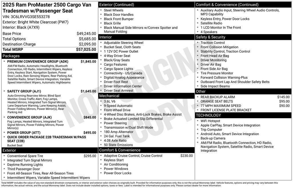Used 2025 RAM ProMaster 2500 w/ Premium Convenience Group FWD image 11