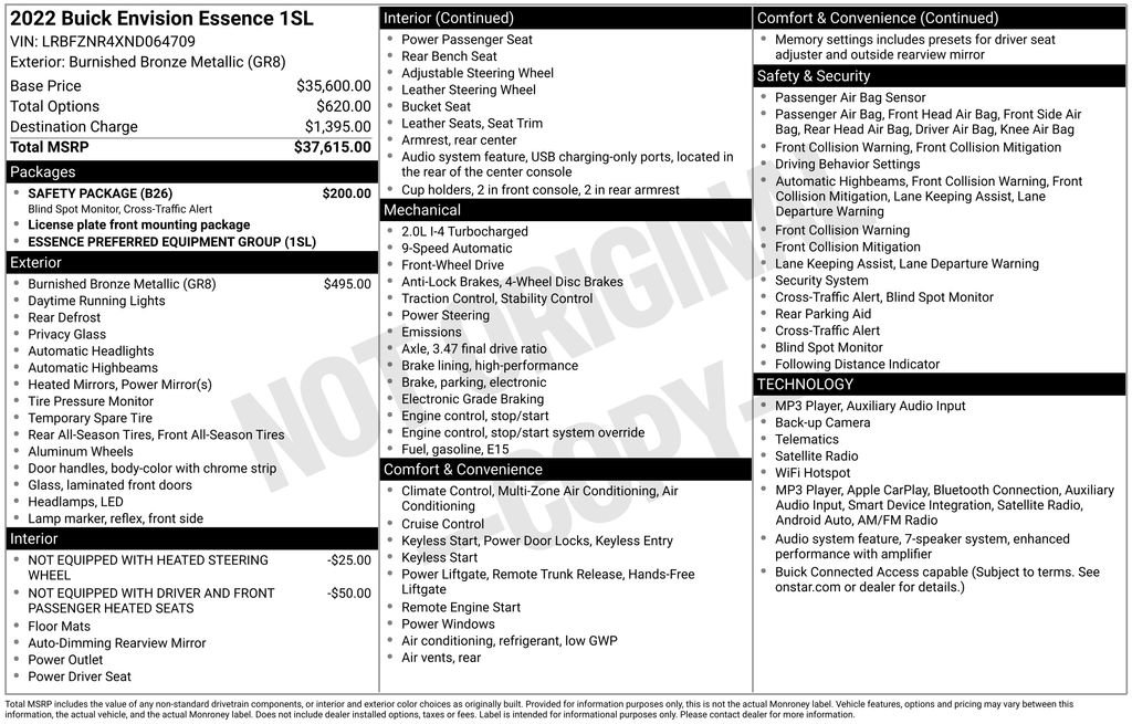 Used 2022 Buick Envision Essence w/ Safety Package FWD image 2