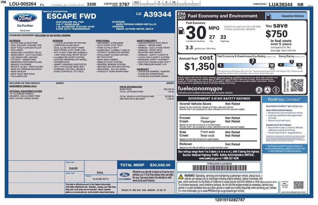 Certified 2020 Ford Escape SEL FWD image 5
