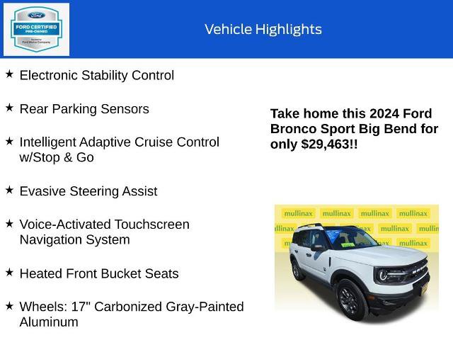 Certified 2024 Ford Bronco Sport Big Bend w/ Convenience Package AWD/4WD image 19