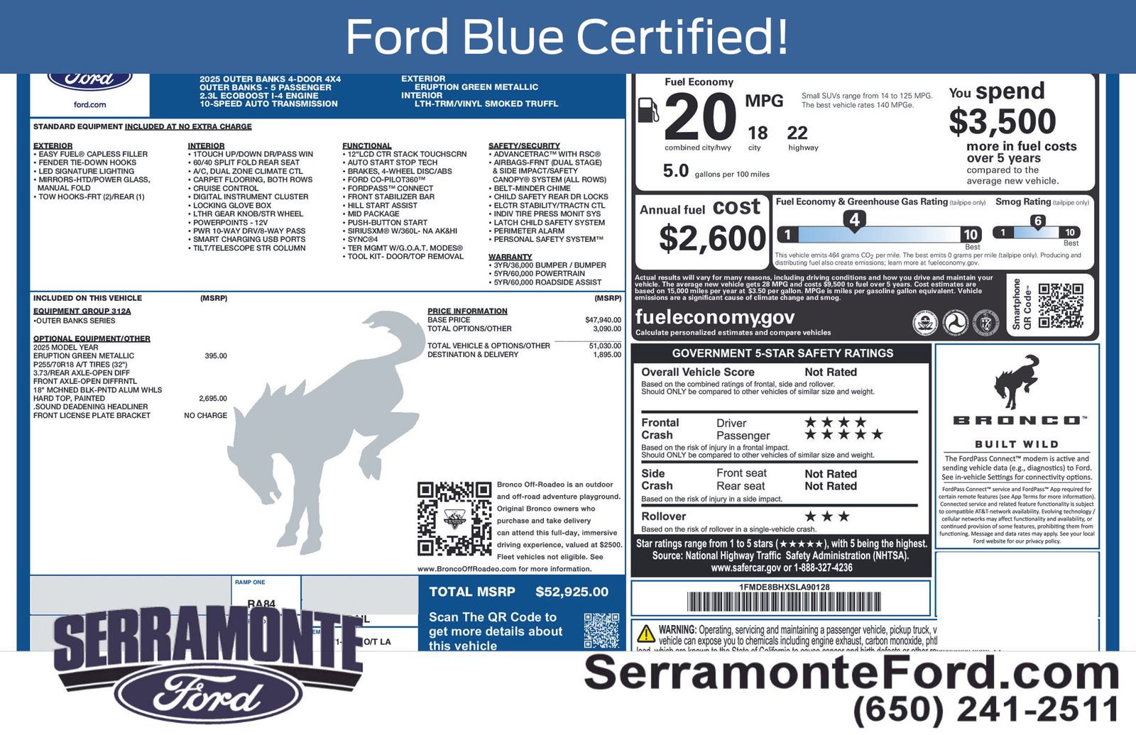 Certified 2025 Ford Bronco Outer Banks AWD/4WD image 15
