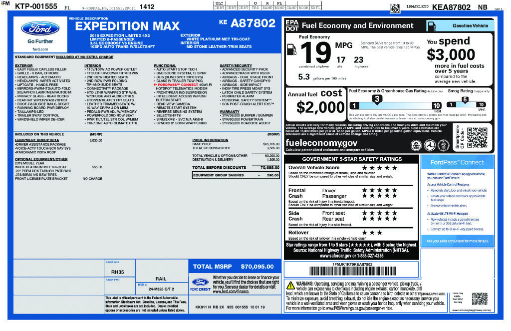 Certified 2019 Ford Expedition Max Limited w/ Equipment Group 301A RWD image 7