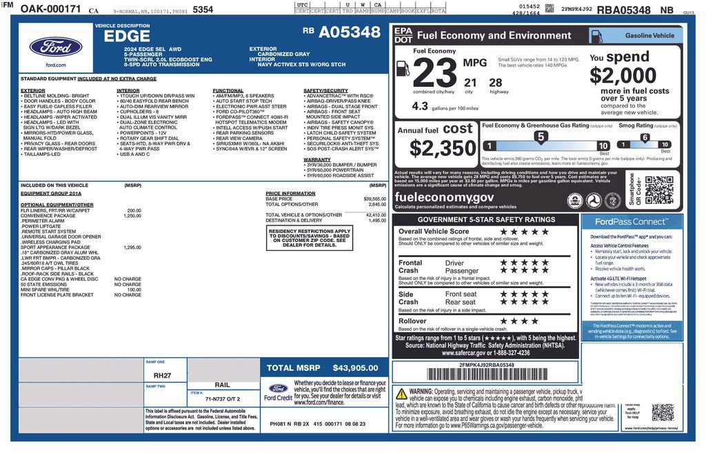 Certified 2024 Ford Edge SEL w/ Sport Appearance Package AWD/4WD image 3