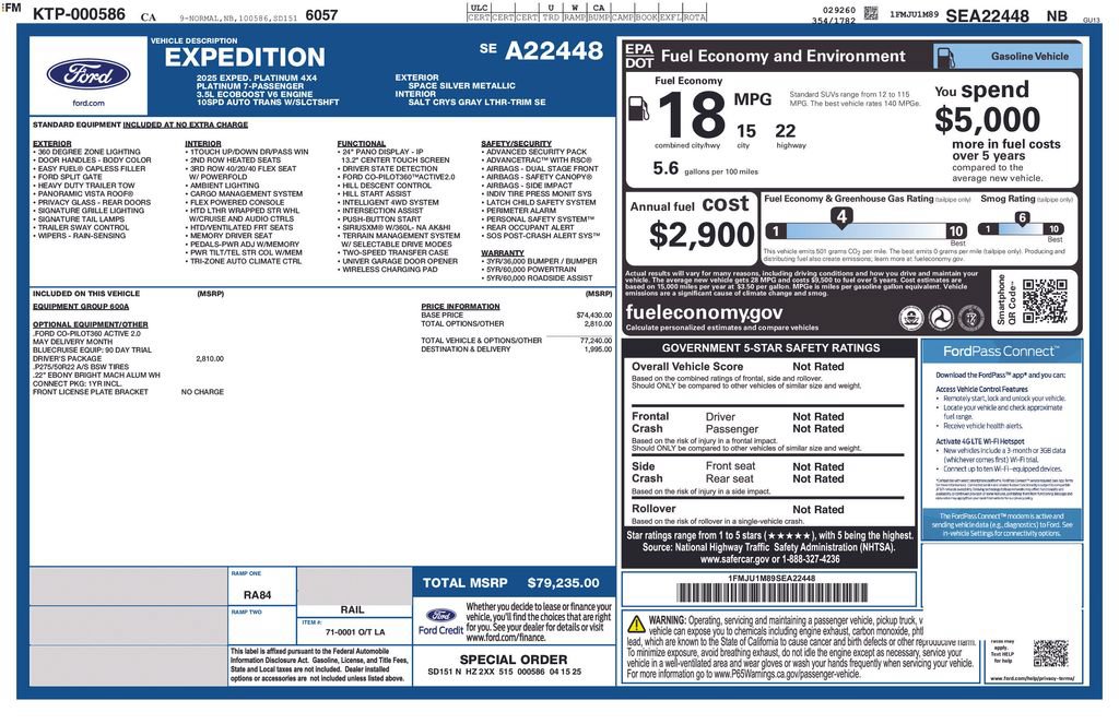 Certified 2025 Ford Expedition Platinum w/ Driver's Package AWD/4WD image 28