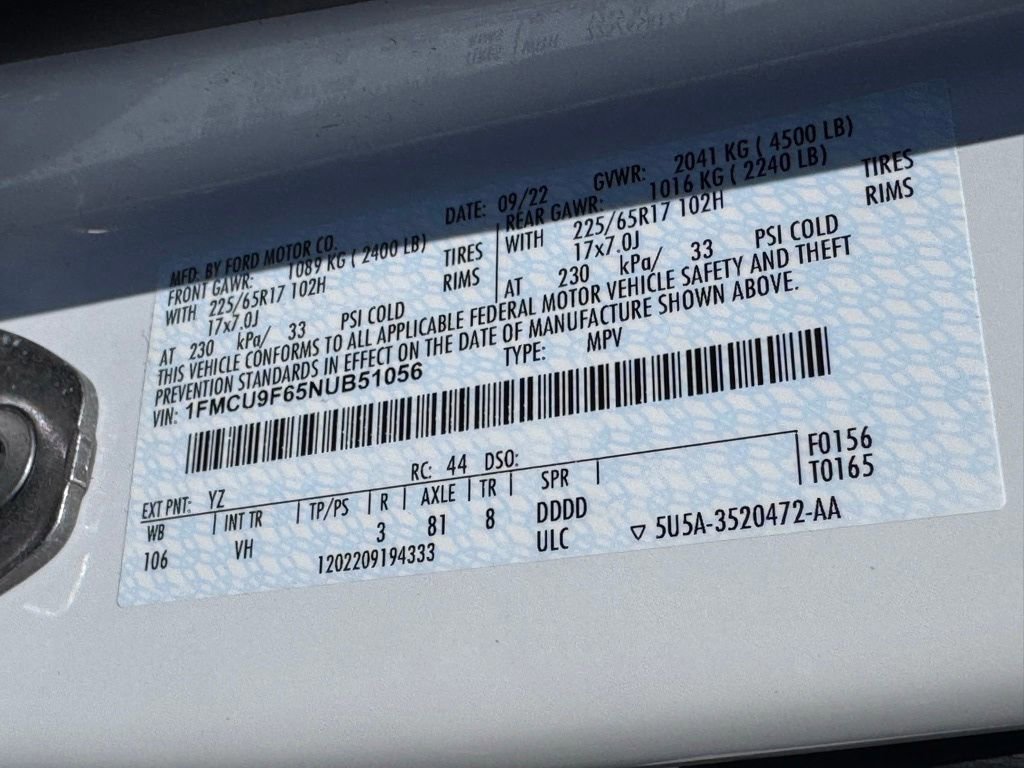 Certified 2022 Ford Escape S AWD/4WD image 36