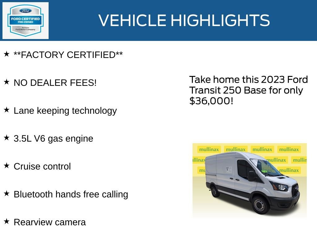 Certified 2023 Ford Transit 250 Medium Roof w/ Load Area Protection Package RWD image 12