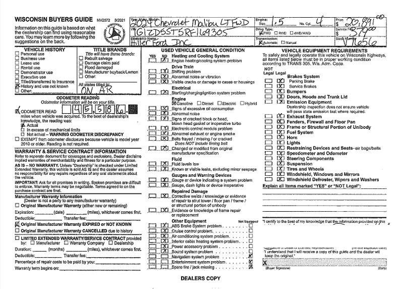 Used 2024 Chevrolet Malibu LT image 39