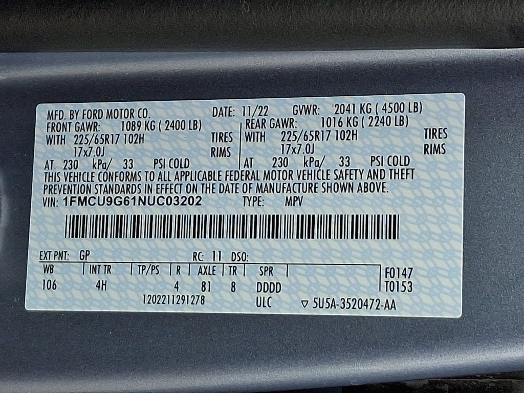 Certified 2022 Ford Escape SE w/ Convenience Package AWD/4WD image 27