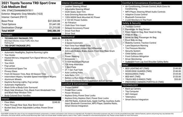 Used 2021 Toyota Tacoma TRD Sport w/ Technology Package image 34