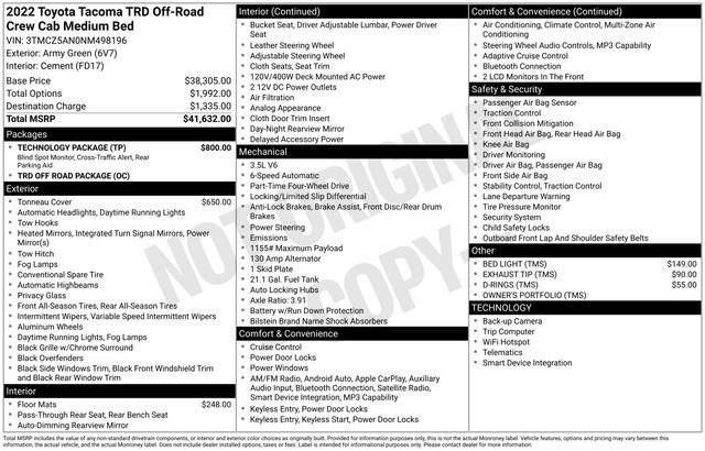 Used 2022 Toyota Tacoma TRD Off-Road w/ Technology Package image 34