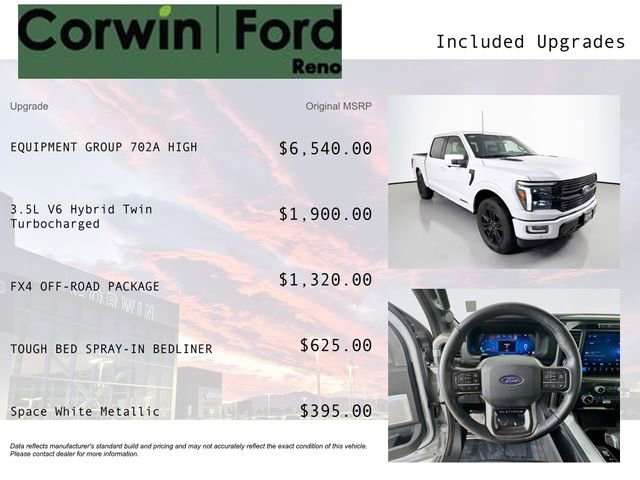 Certified 2025 Ford F150 Platinum w/ Equipment Group 702A High image 3