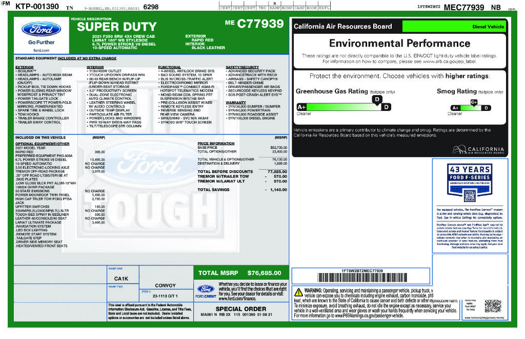 Certified 2021 Ford F250 Lariat w/ Tremor Off-Road Package AWD/4WD image 33