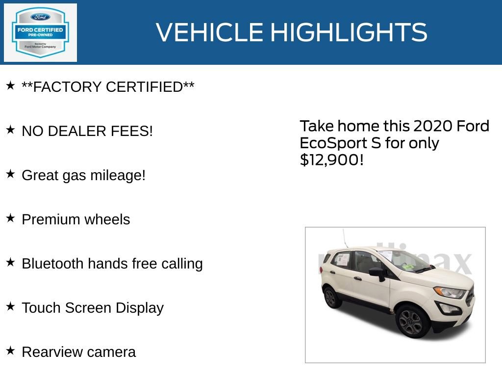Certified 2020 Ford EcoSport S image 13