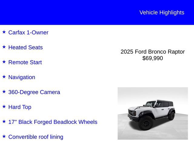 Certified 2025 Ford Bronco Raptor AWD/4WD image 2