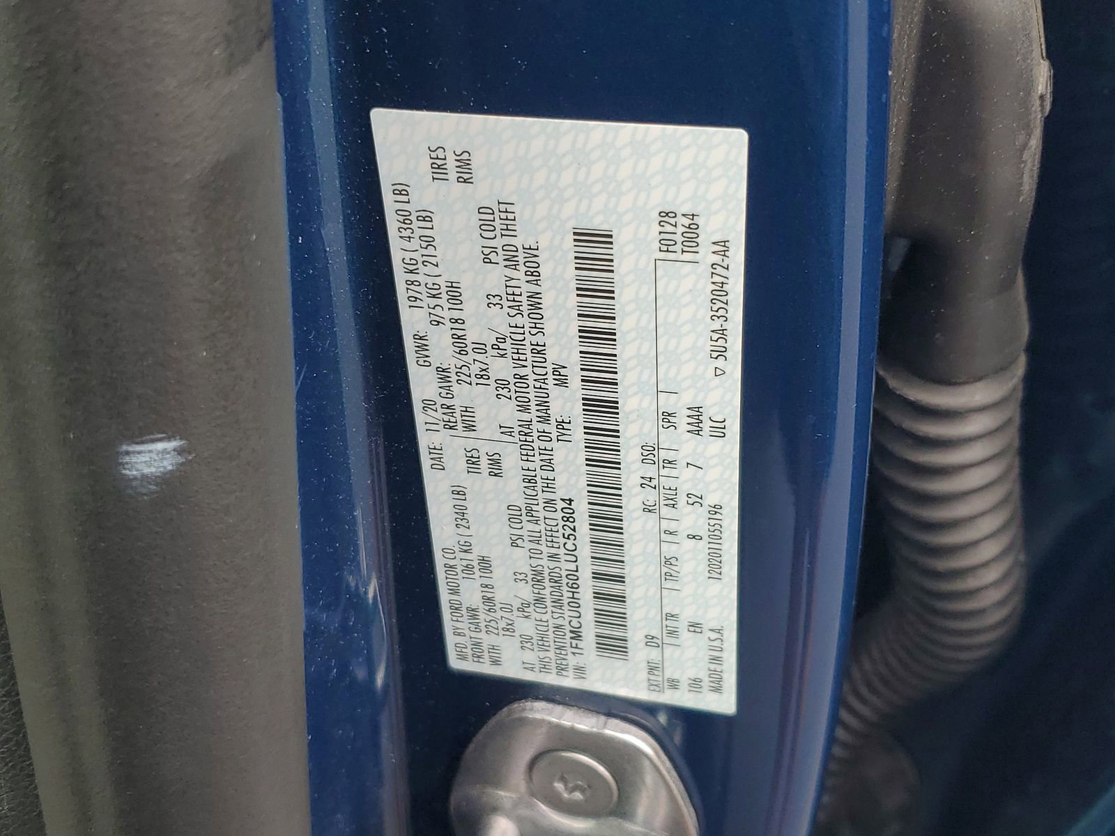 Certified 2020 Ford Escape SEL FWD image 32