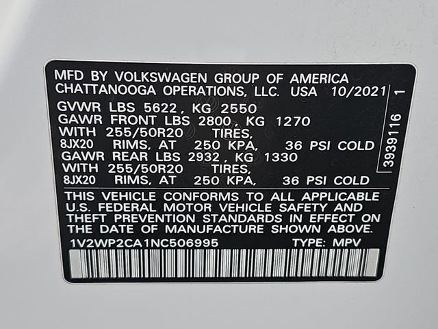 Used 2022 Volkswagen Atlas SE w/ Black Wheel Package FWD image 39