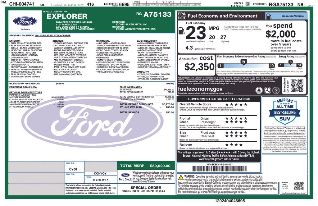 Certified 2024 Ford Explorer ST-Line w/ Class IV Trailer Tow Package AWD/4WD image 26
