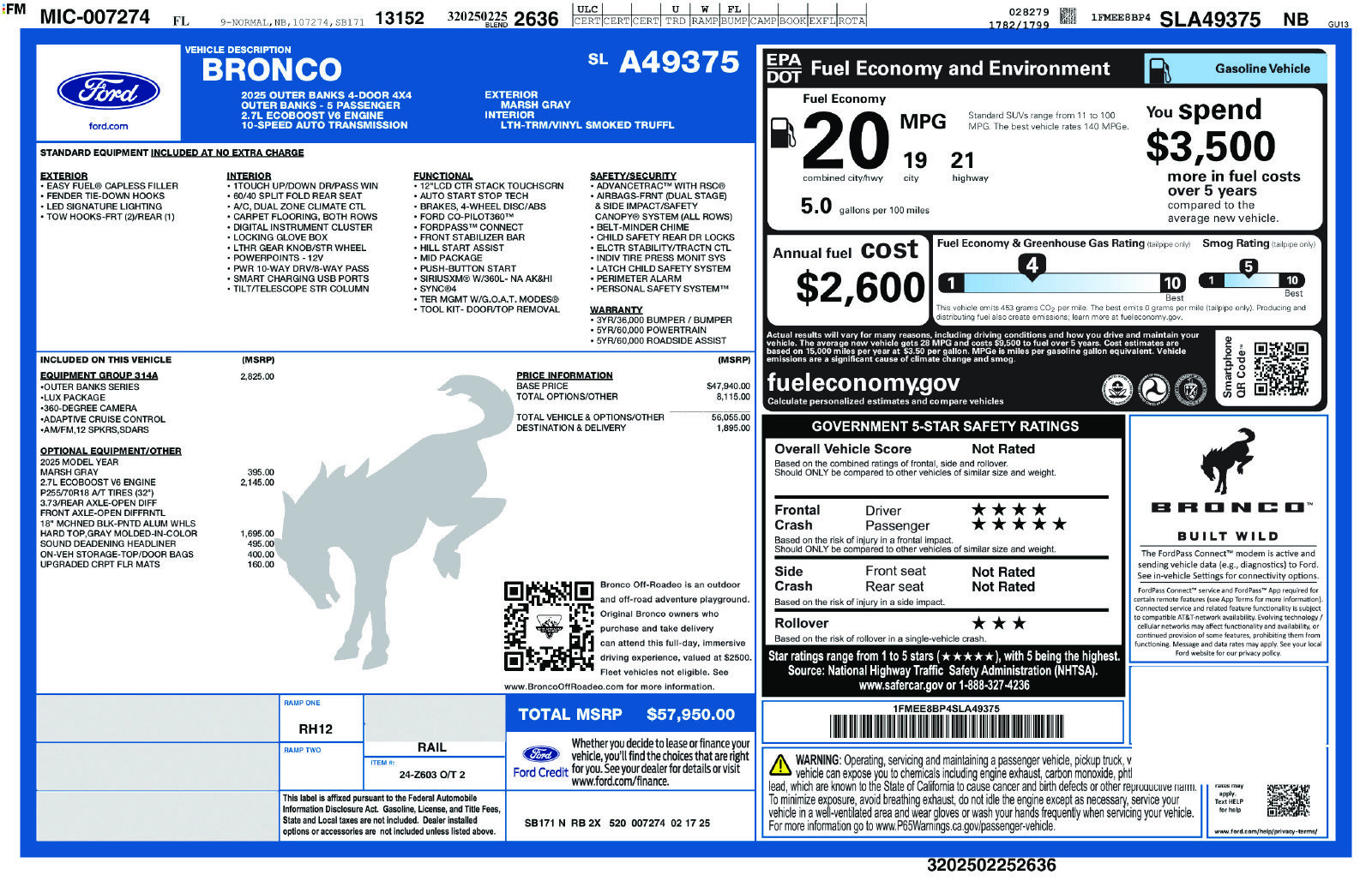 Certified 2025 Ford Bronco Outer Banks AWD/4WD image 27