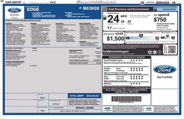 Certified 2018 Ford Edge Titanium w/ Equipment Group 301A FWD image 38