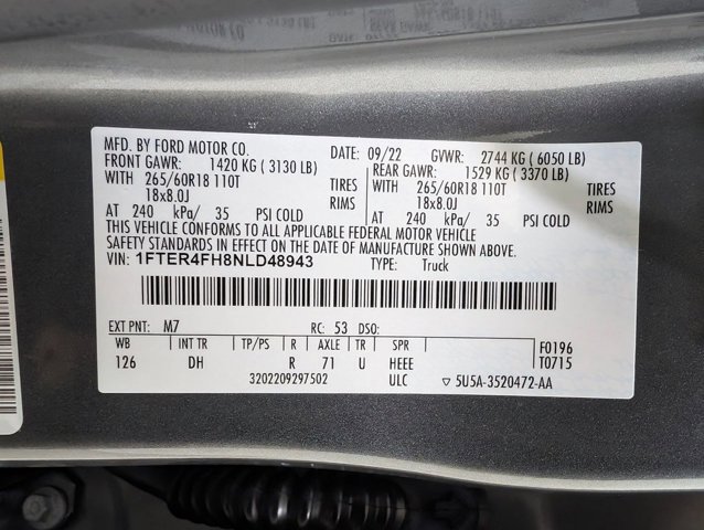 Certified 2022 Ford Ranger Lariat w/ Equipment Group 501A High image 9