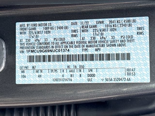 Certified 2022 Ford Escape SE w/ Convenience Package AWD/4WD image 40