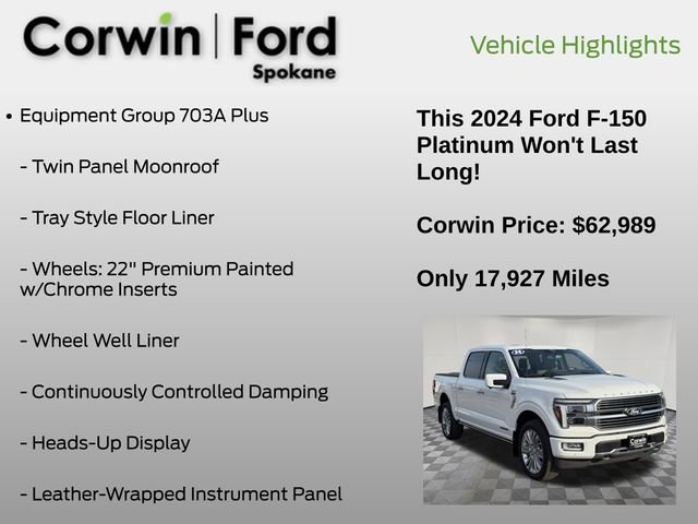 Certified 2024 Ford F150 Platinum w/ Equipment Group 703A Plus image 12