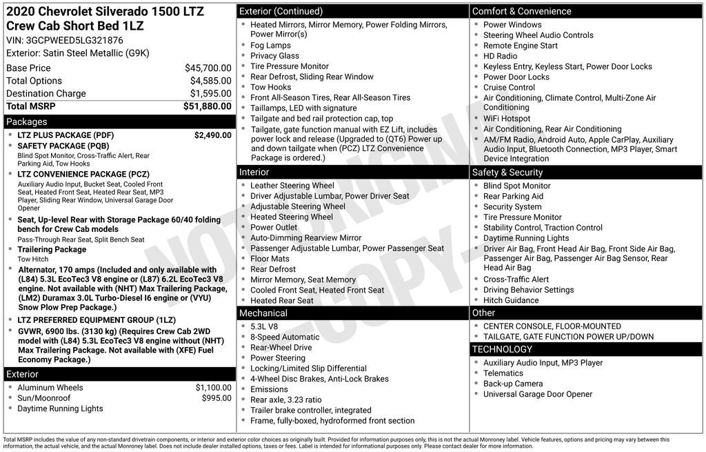 Used 2020 Chevrolet Silverado 1500 LTZ w/ LTZ Plus Package image 10