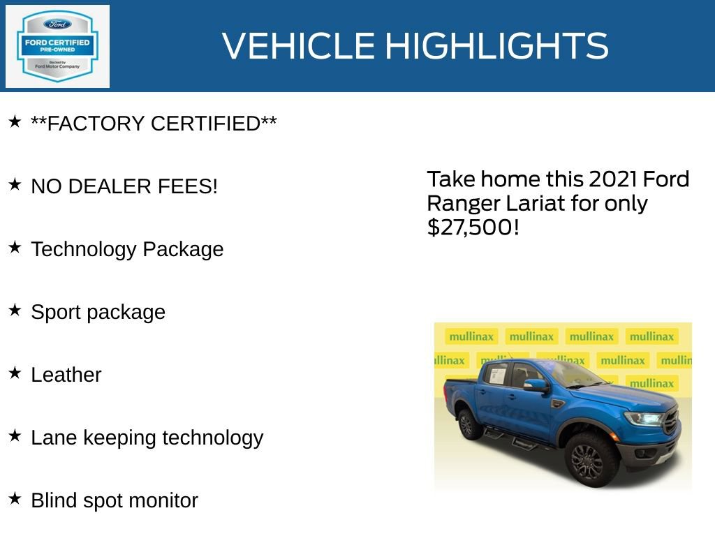 Certified 2021 Ford Ranger Lariat w/ Equipment Group 501A High AWD/4WD image 11