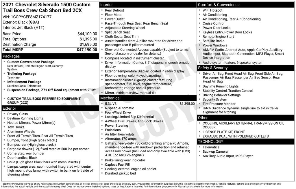 Used 2021 Chevrolet Silverado 1500 Custom Trail Boss image 12