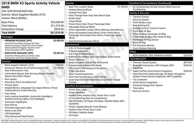 Used 2018 BMW X3 M40i w/ Premium Package image 38