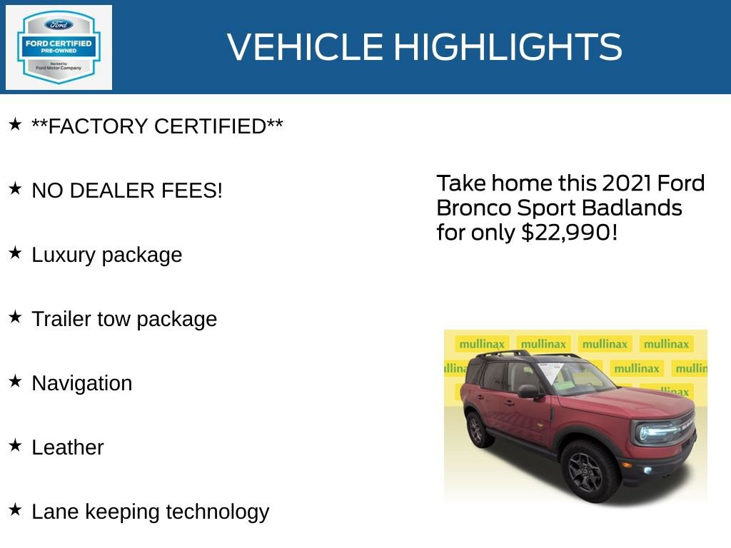 Certified 2021 Ford Bronco Sport Badlands w/ Badlands Package AWD/4WD image 12