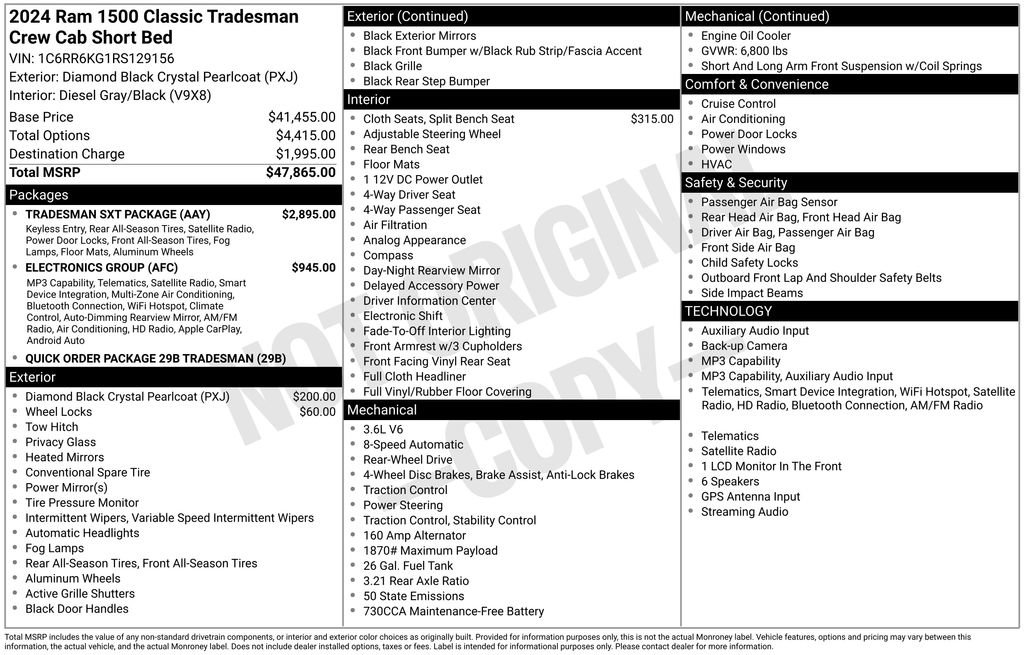 Used 2024 RAM 1500 Tradesman w/ Tradesman SXT Package RWD image 10