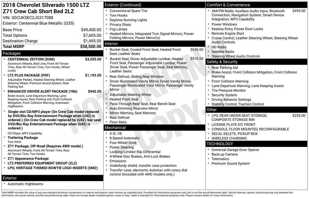 Used 2018 Chevrolet Silverado 1500 LTZ Z71 w/ Centennial Edition image 29