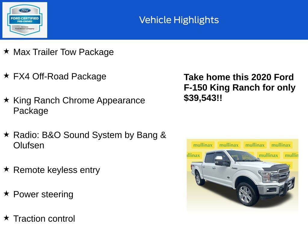 Certified 2020 Ford F150 King Ranch w/ Equipment Group 601A Luxury image 10