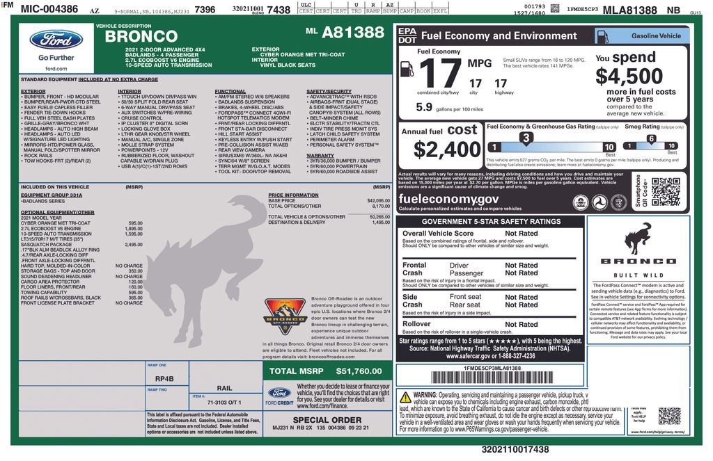 Certified 2021 Ford Bronco Badlands w/ Sasquatch Package image 26