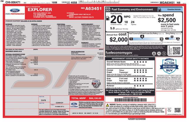 Certified 2021 Ford Explorer ST w/ Equipment Group 401A image 39