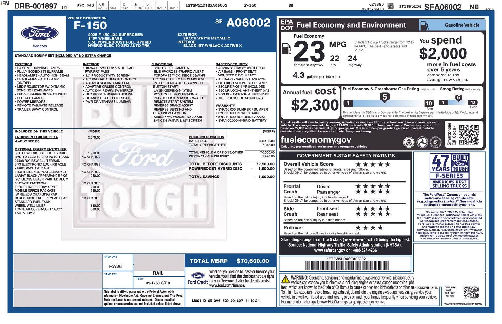 Certified 2025 Ford F150 Lariat w/ Equipment Group 501A Mid AWD/4WD image 36