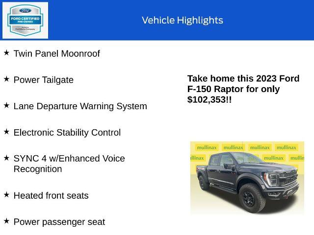 Certified 2023 Ford F150 Raptor w/ Equipment Group 802A Raptor R AWD/4WD image 19