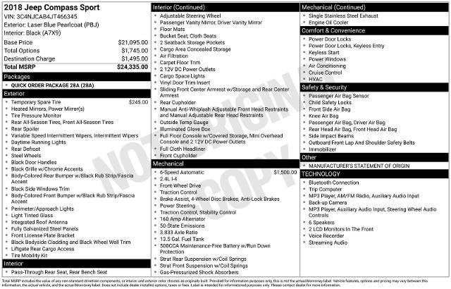 Used 2018 Jeep Compass Sport FWD image 6