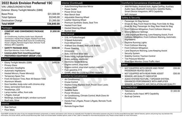 Used 2022 Buick Envision Preferred image 37
