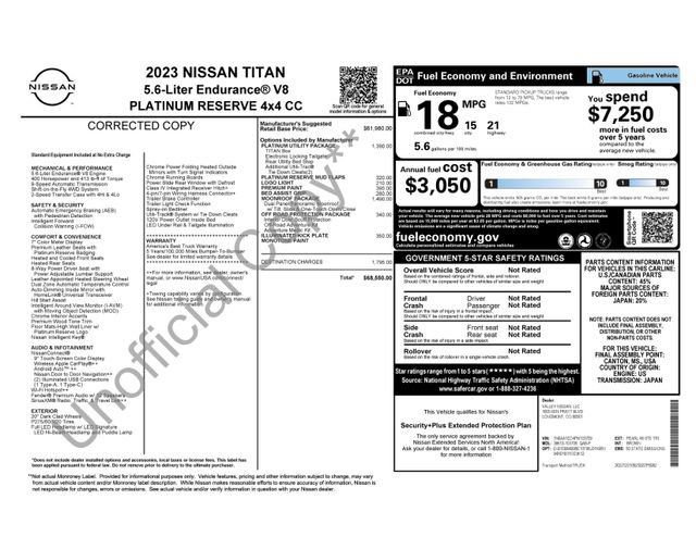 Used 2023 Nissan Titan Platinum Reserve w/ Moonroof Package AWD/4WD image 7