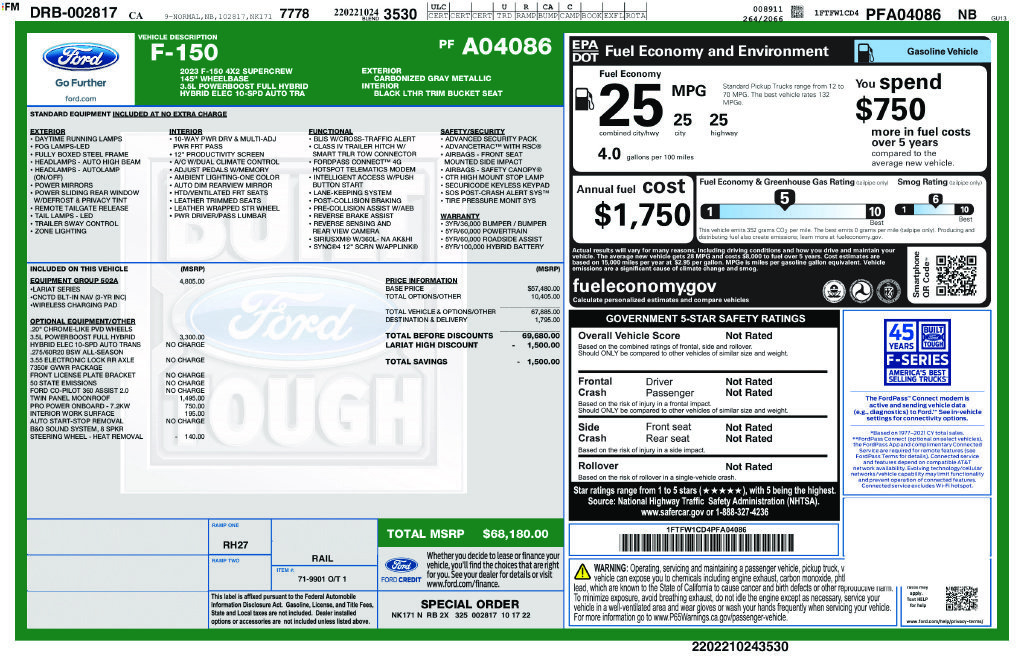 Certified 2023 Ford F150 Lariat w/ Equipment Group 502A High RWD image 3