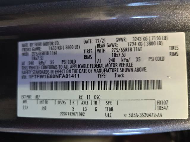 Certified 2022 Ford F150 Lariat w/ Equipment Group 502A High AWD/4WD image 22