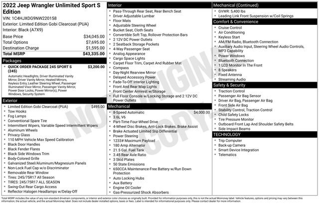 Used 2022 Jeep Wrangler Unlimited Sport AWD/4WD image 9