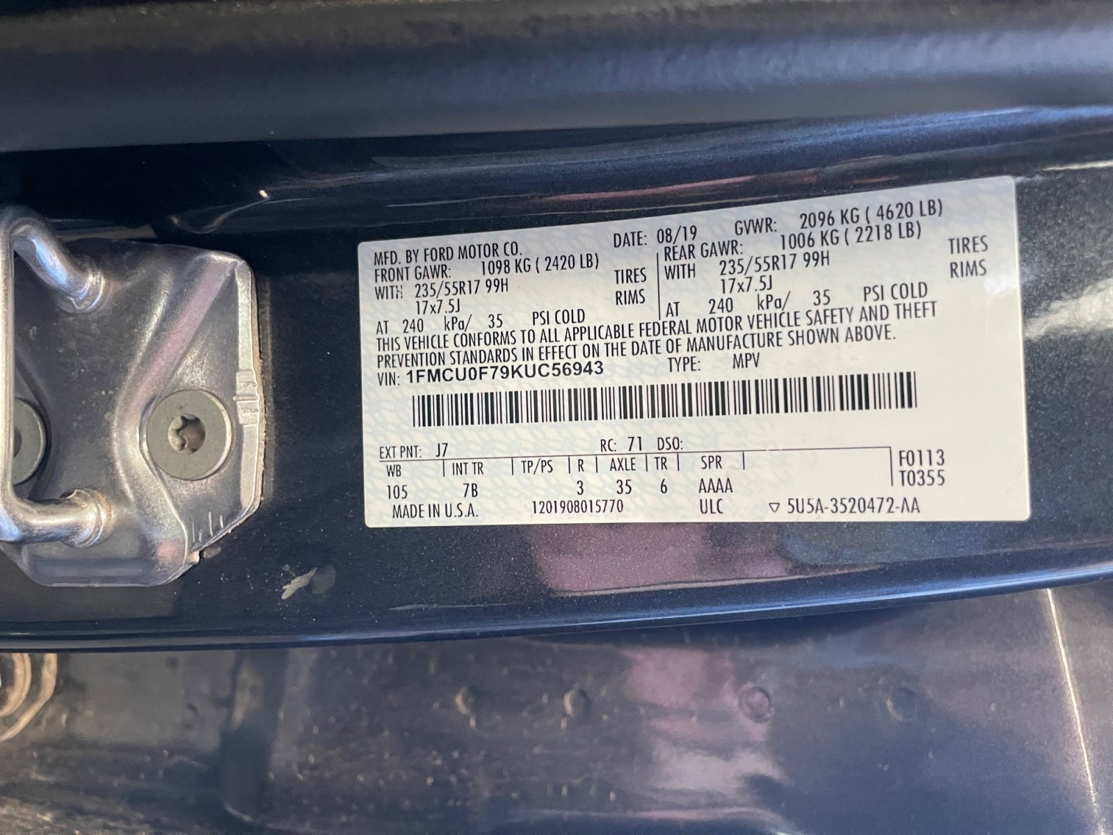 Certified 2019 Ford Escape S image 34