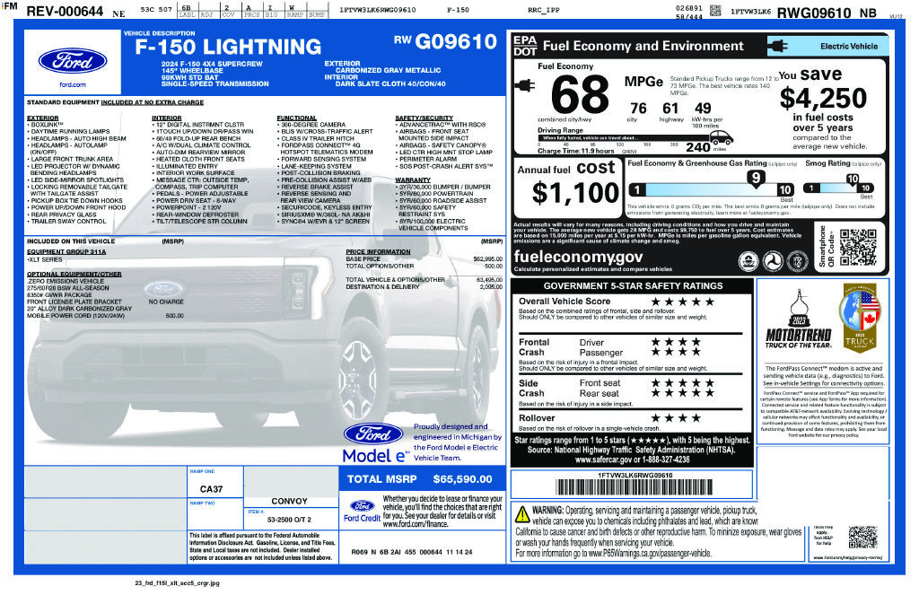 Certified 2024 Ford F150 Lightning XLT AWD/4WD image 36